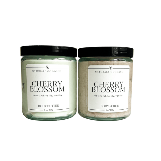 Cherry Blossom Body Butter + Body Scrub - Naturale Goddace | Clean + simple skincare - 