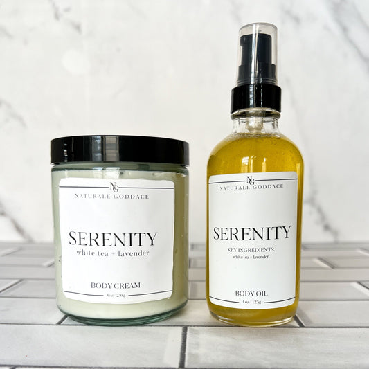 Serenity Body Cream + Body Oil - Naturale Goddace | Clean + simple skincare-Bath & Body Set